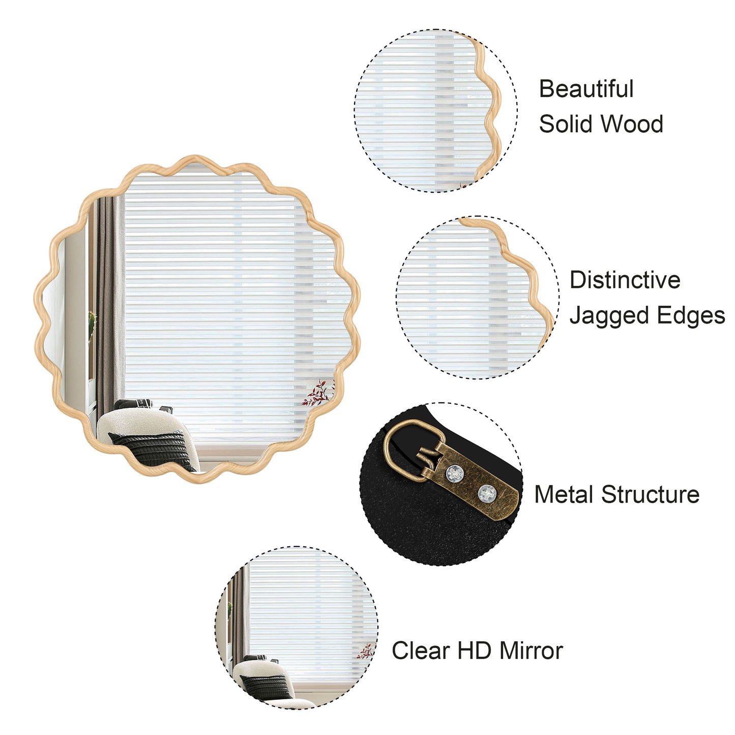 Napa Craftsman Wood Wavy Vanity Mirror