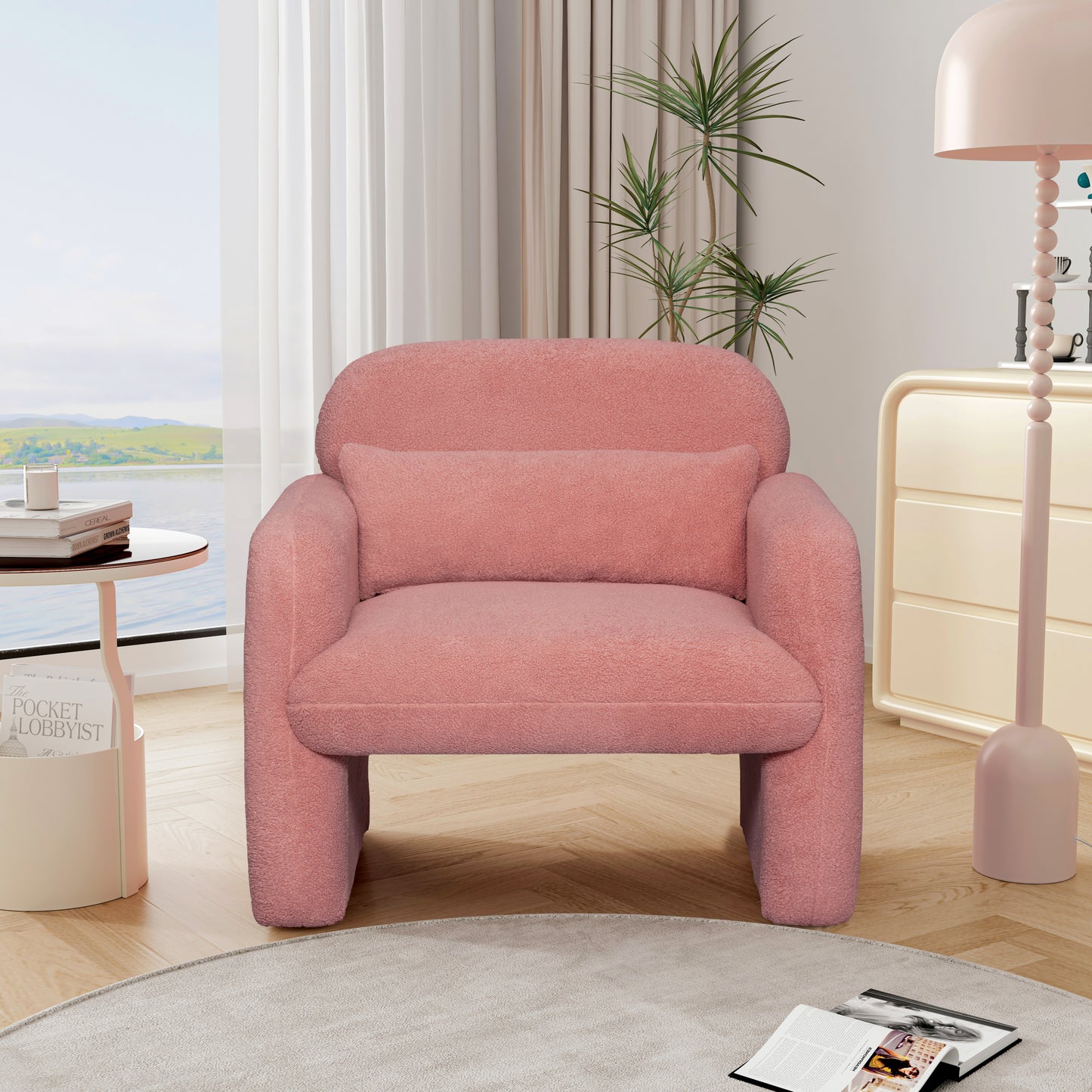 Eda Modern Teddy Fleece Accent Chair