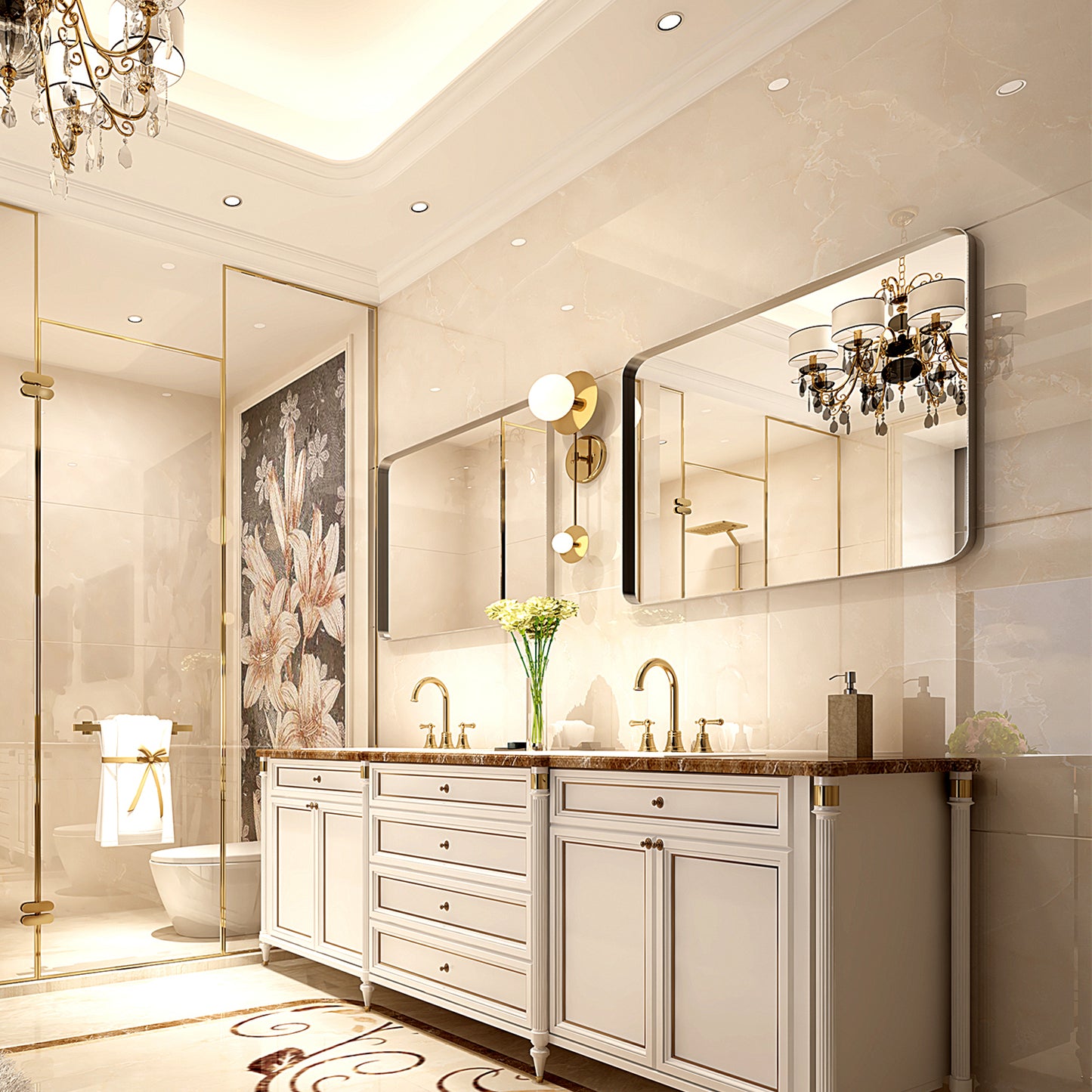 Somerset Modern Brushed Silver Bathroom Mirror