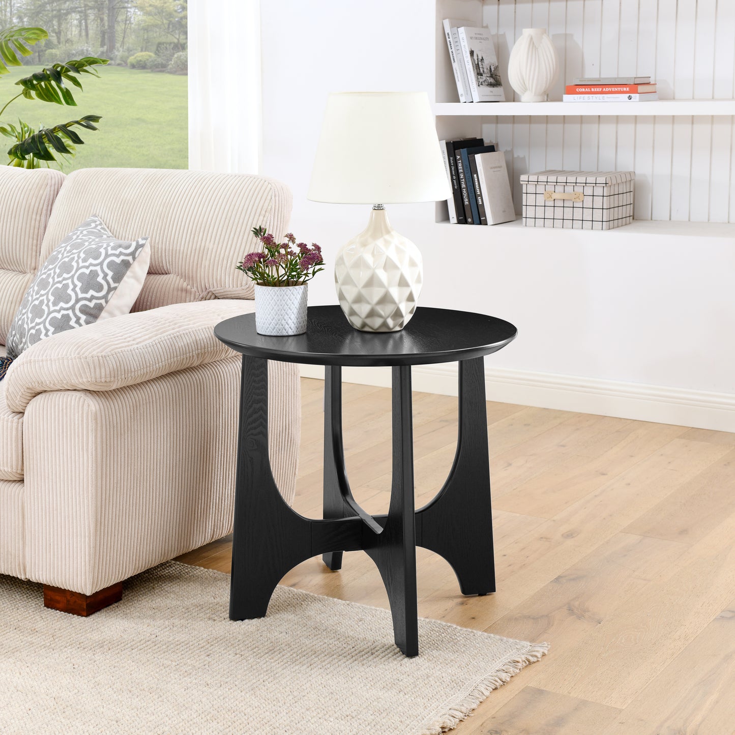 Somerset Contemporary Round Wooden Side Table