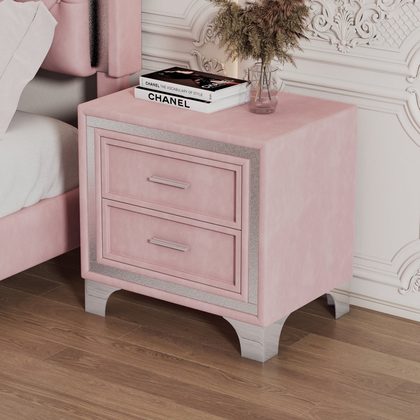 Sonoma Contemporary Velvet Bedside Table