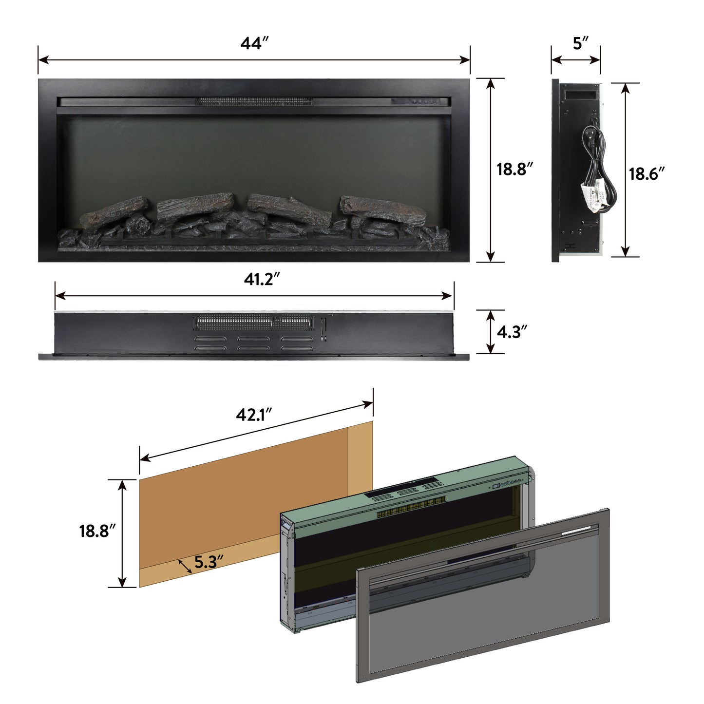 Lazzareschi Modern Electric Fireplace Heater