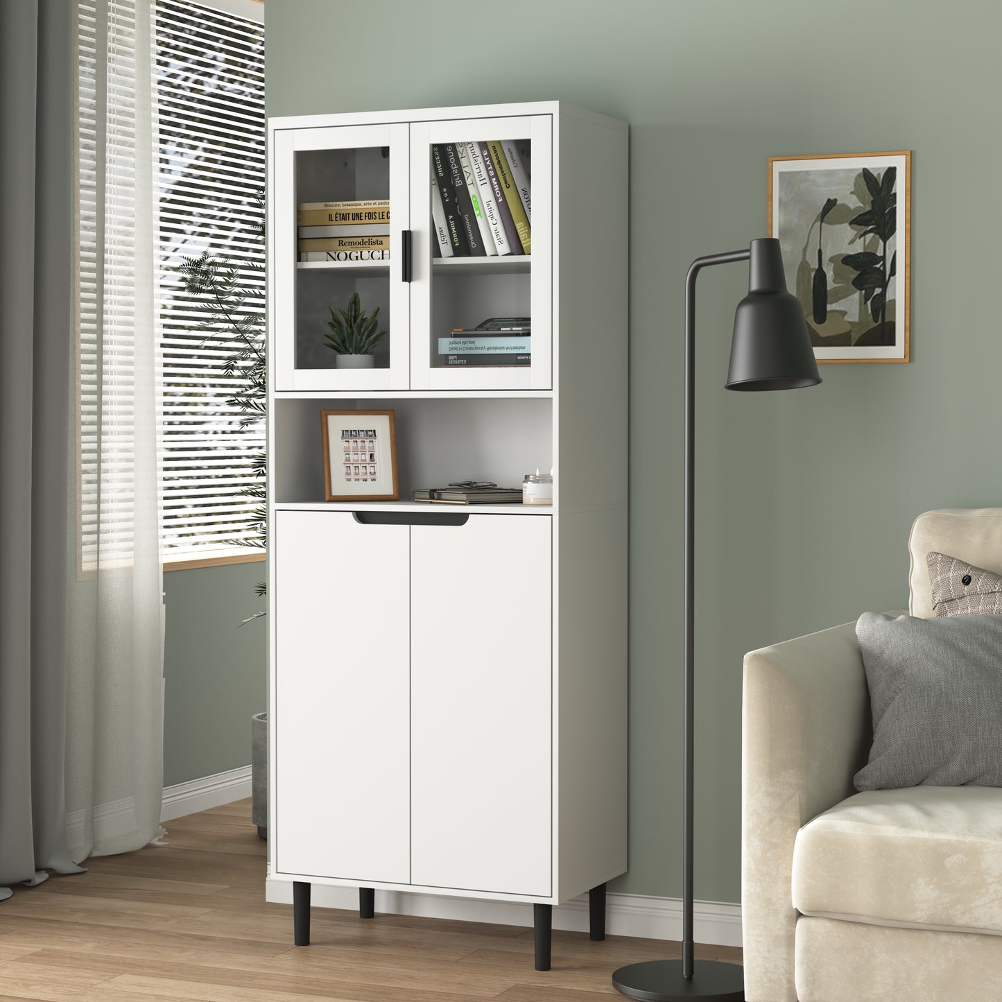 Calista Modern Tempered Glass Storage Cabinet