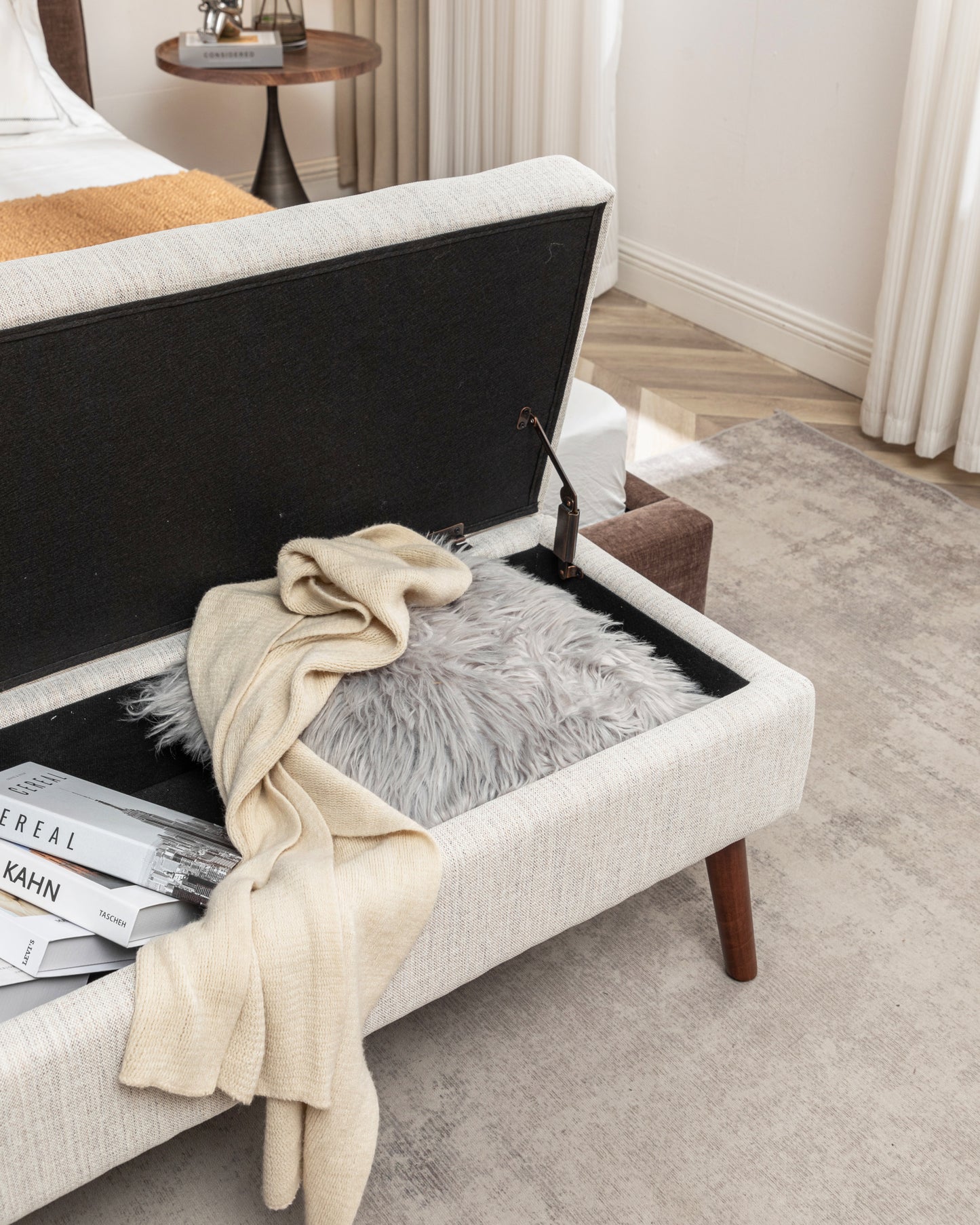 Kingsly Contemporary Upholstered Storage Bench