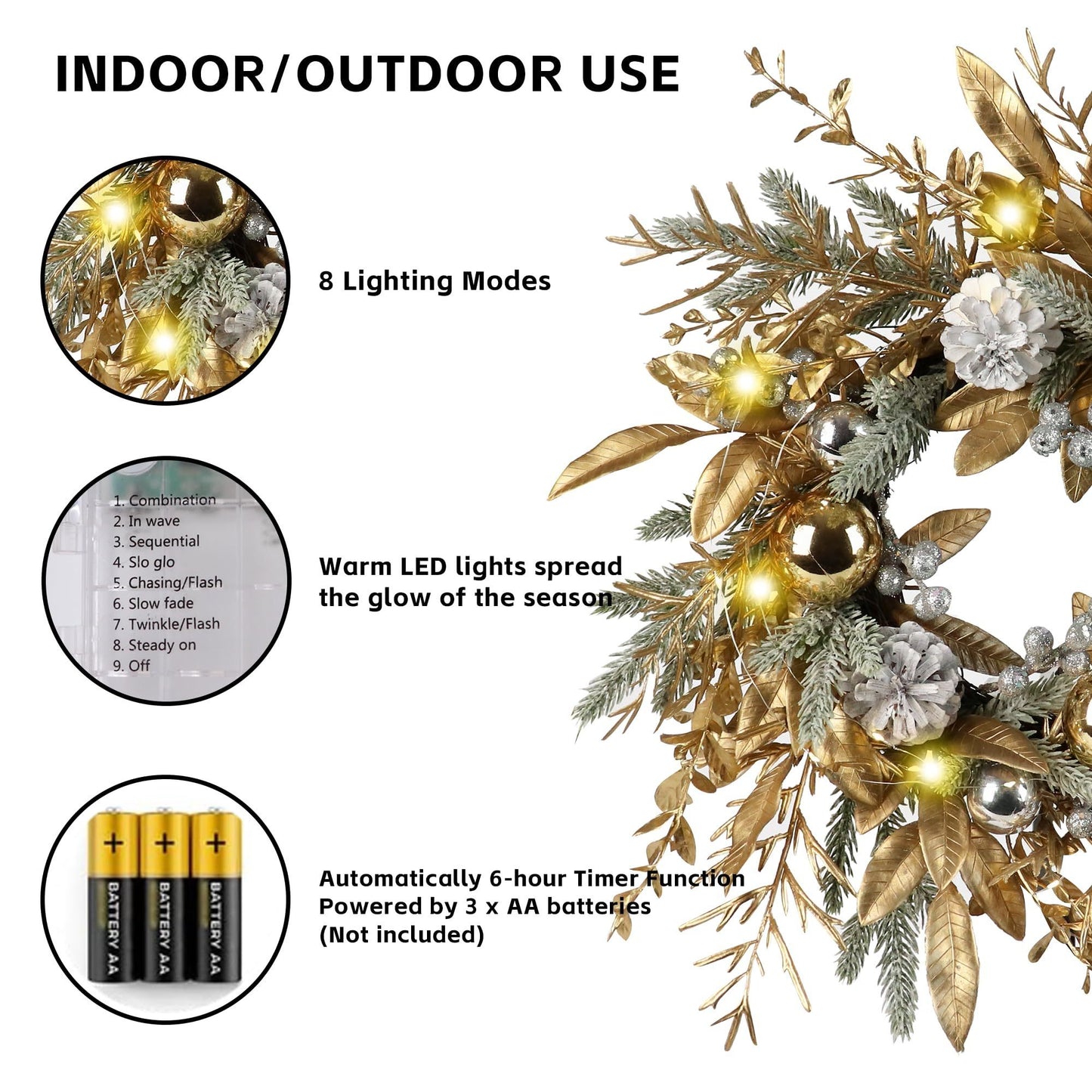 Fitch Contemporary Lights Christmas Wreath