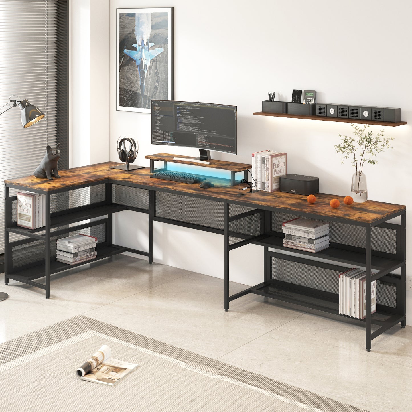 Elmcrest Industrial Vintage U Desk Storage