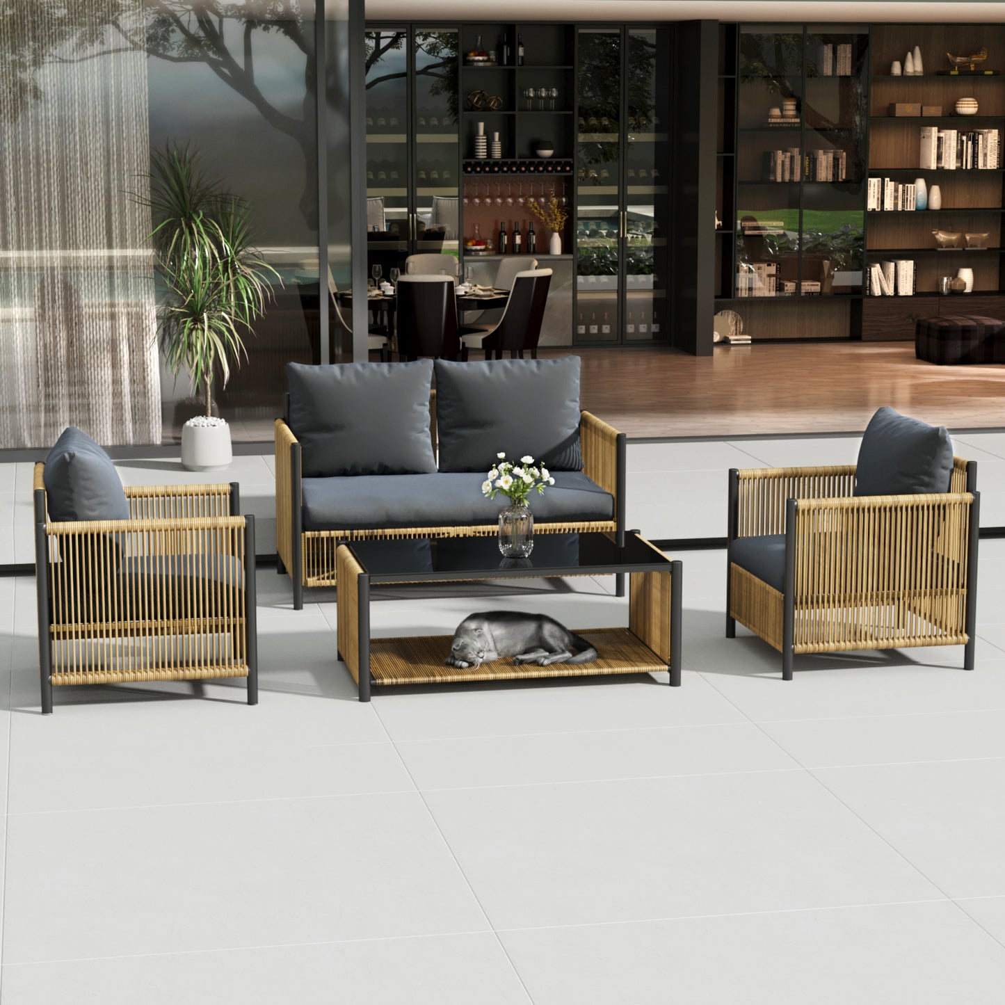 Lazzareschi Modern Patio Wicker Sofa