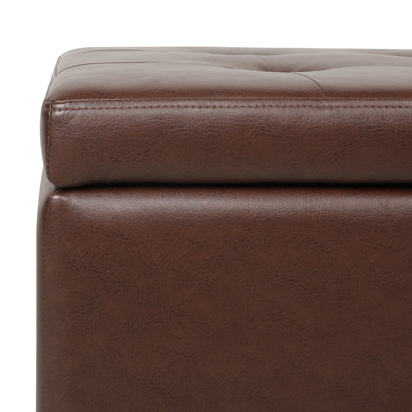 Marites Modern Leather Storage Ottoman