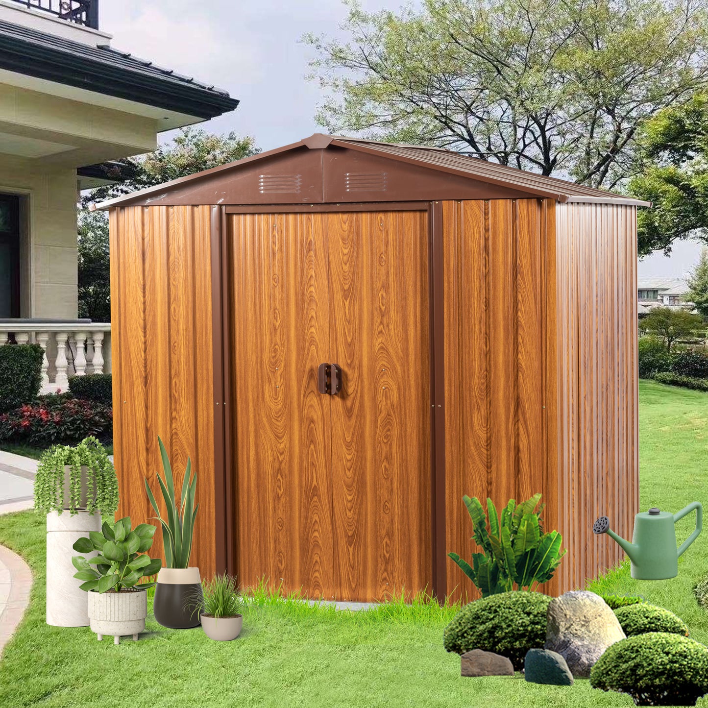 Marites Industrial Woodgrain Metal Storage