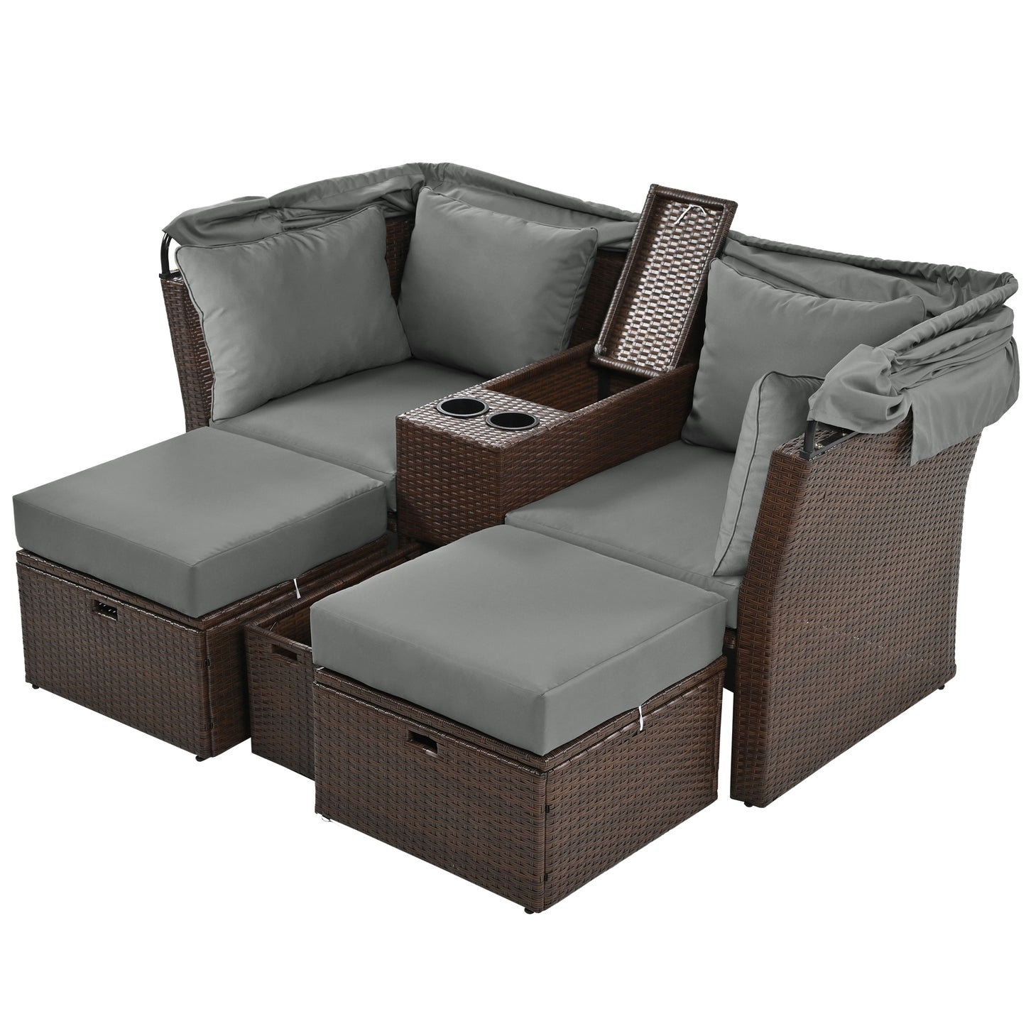 Amity Modern Loveseat Foldable Awning Daybed