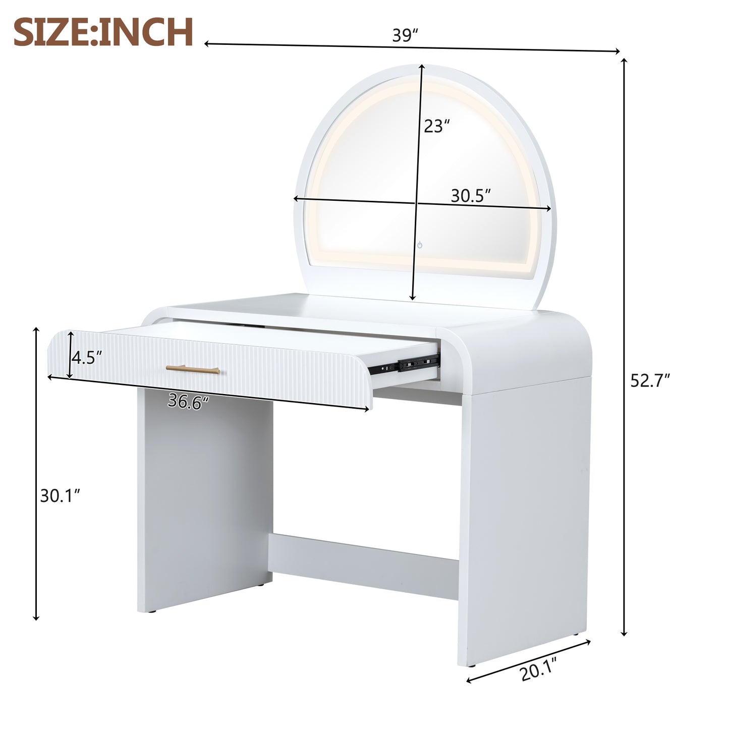 Mission Modern Makeup Vanity with Touch