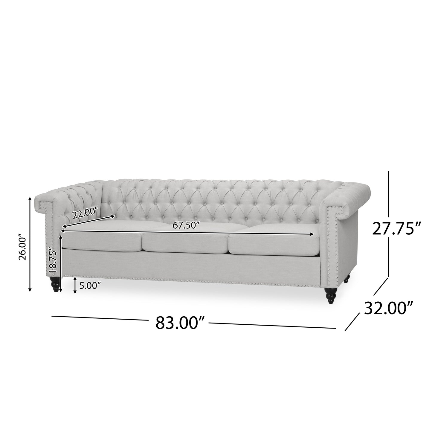 Emery Traditional Velvet Classic Sofa