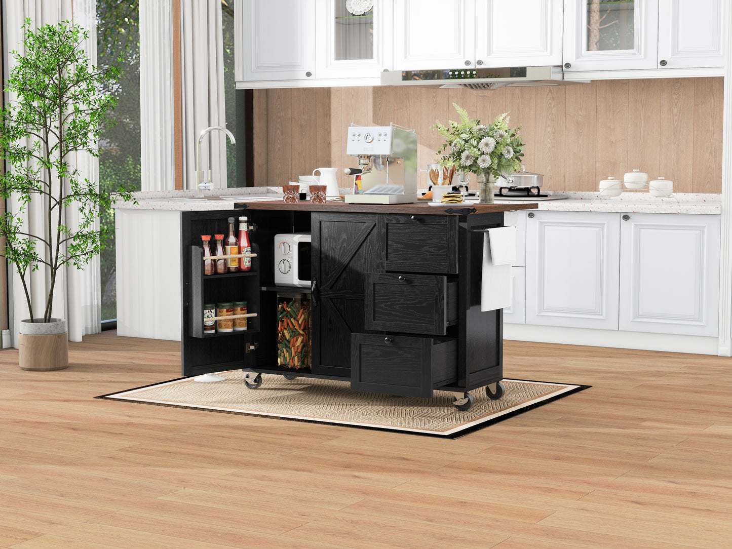Westport Modern Farmhouse Rolling Kitchen Cart
