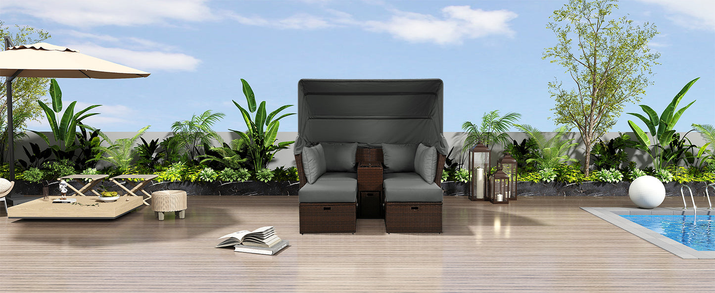 Amity Modern Loveseat Foldable Awning Daybed