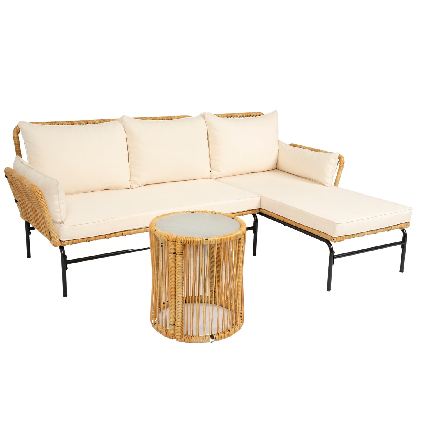 Marcel Modern Natural Wicker Patio Set