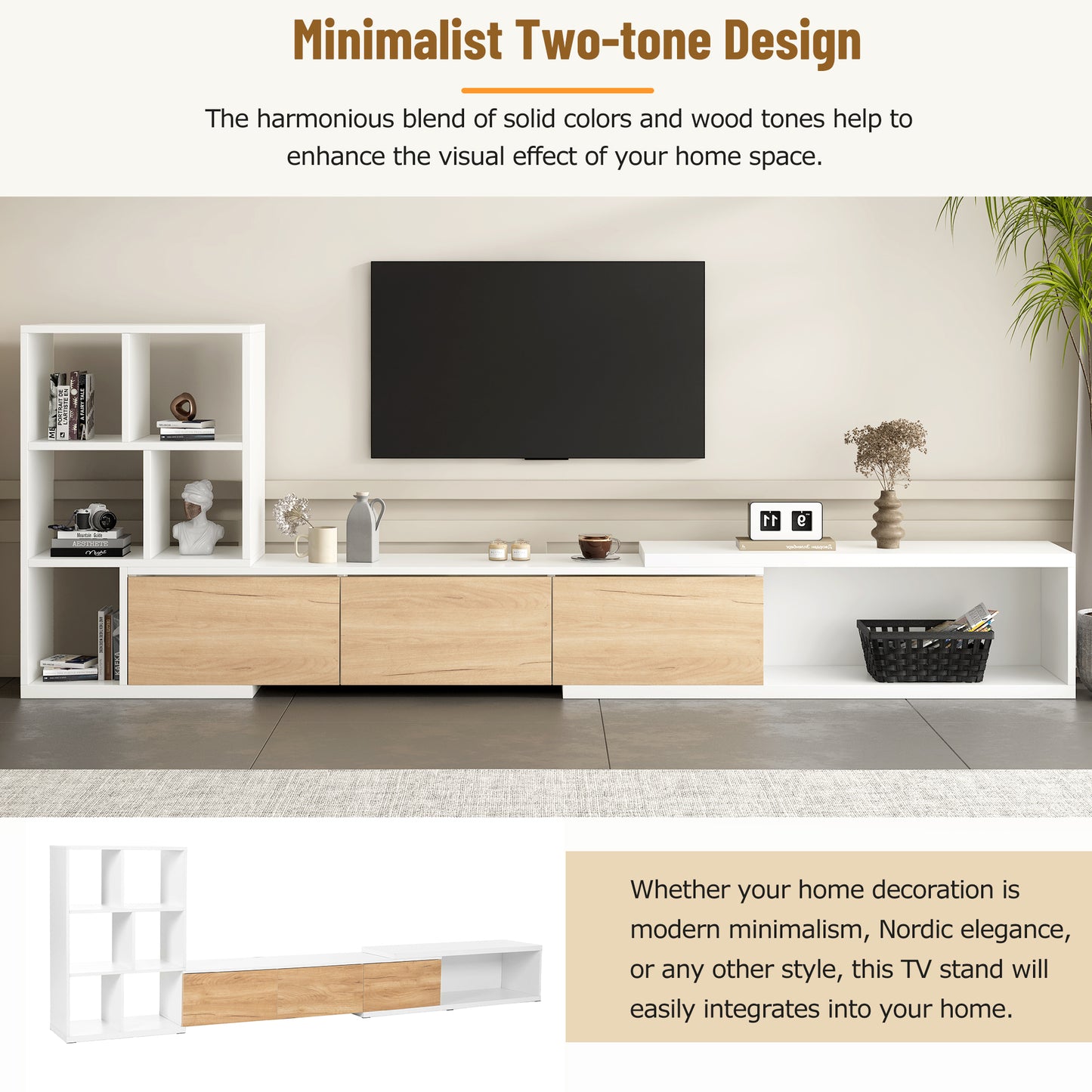 Amity Modern Extendable TV Stand Entertainment Center