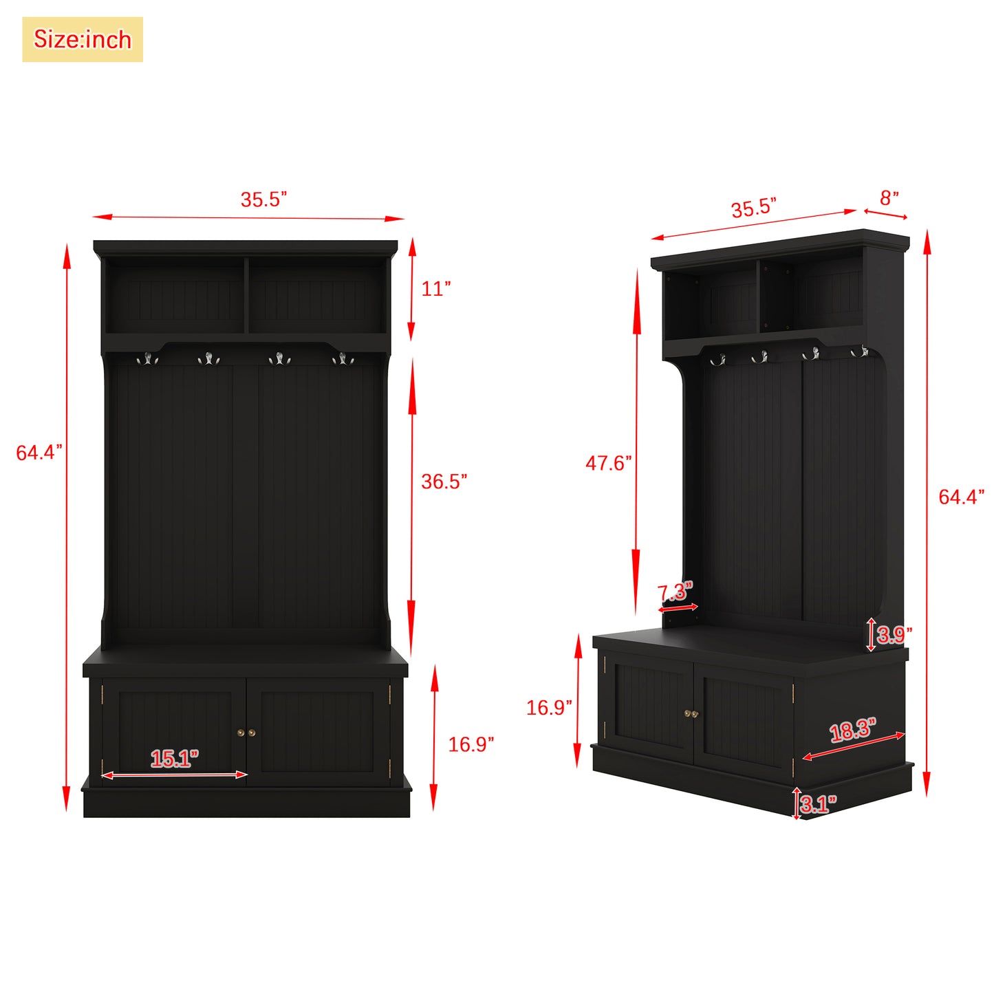 Niles Modern Storage Bench Coat Rack