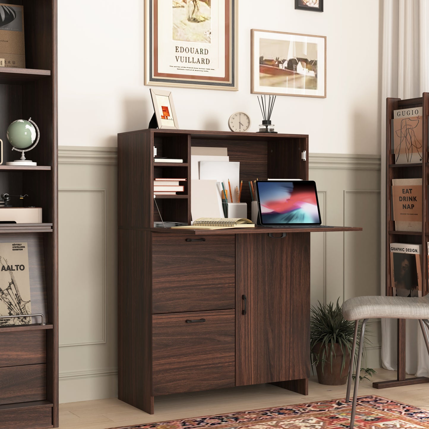 Kingsly Modern Foldable Desk Cabinet