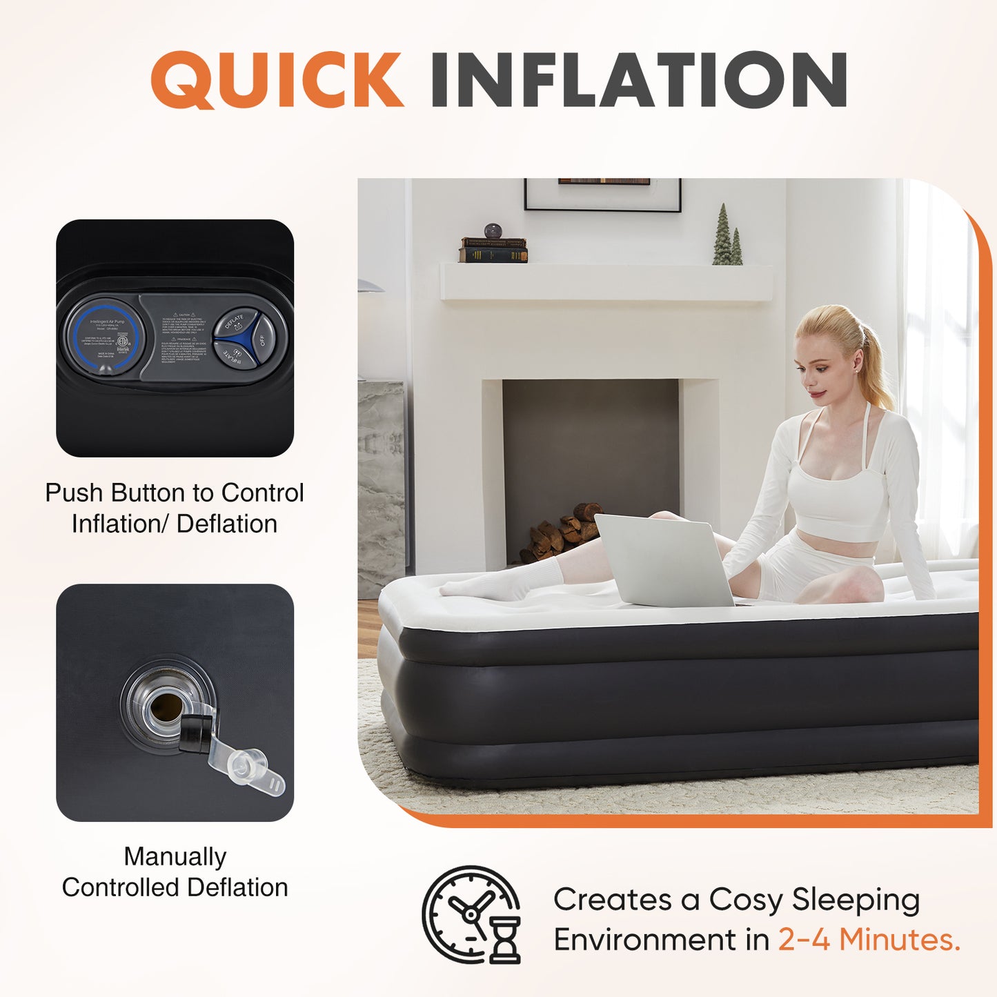 Bartholomew Contemporary Inflatable Air Mattress Built-in Pump