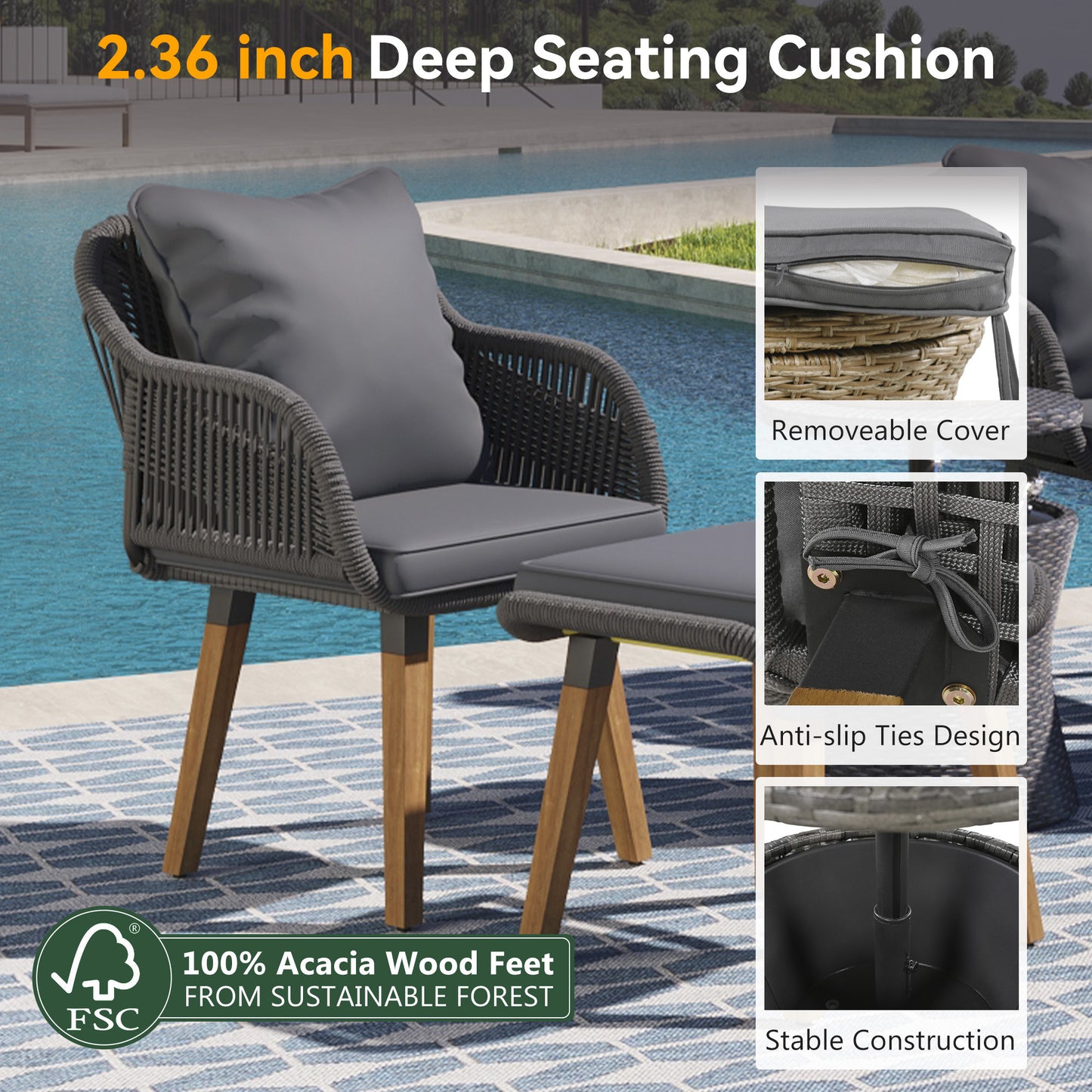 Calista Modern Patio Wicker Conversation Set