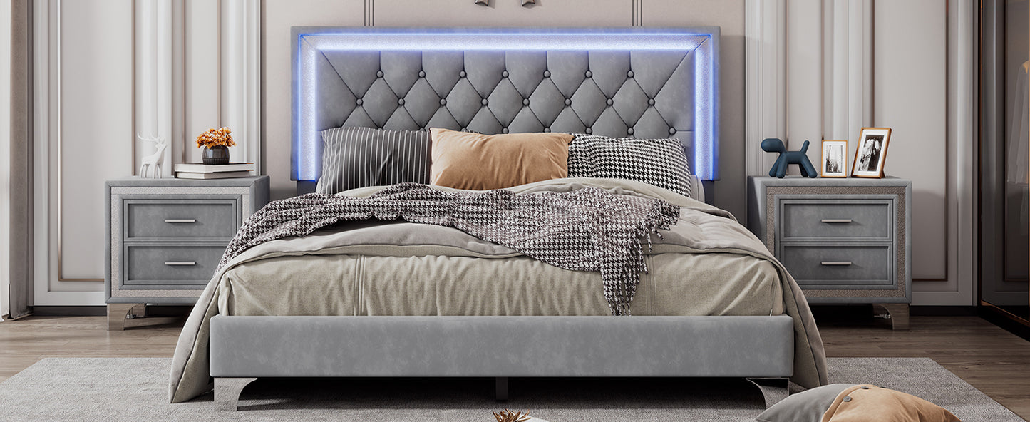 Silverleaf Modern LED Platform Bedroom Set