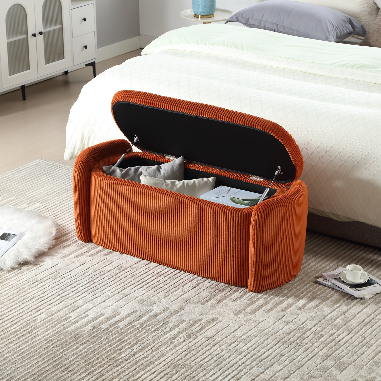 Calista Contemporary Upholstered Storage Ottoman