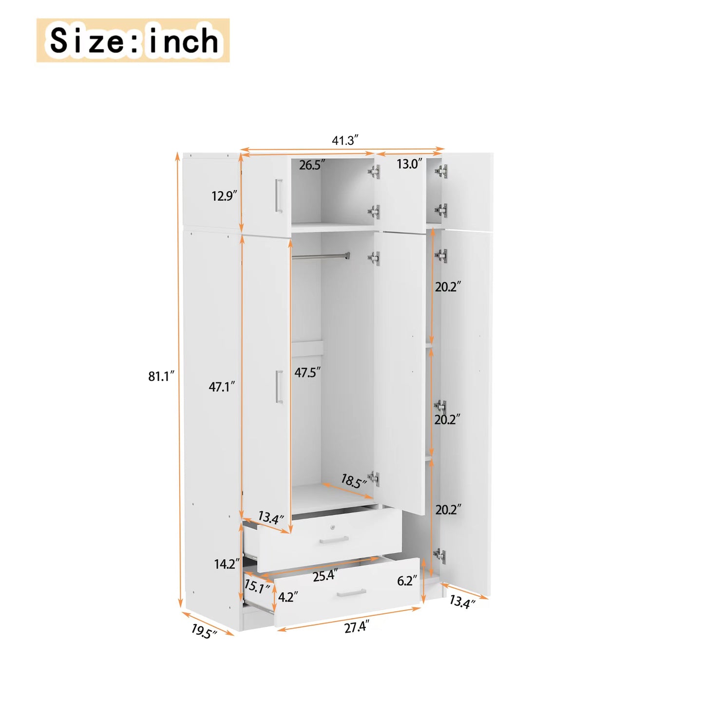 Elmcrest Contemporary Classic Mirror Wardrobe