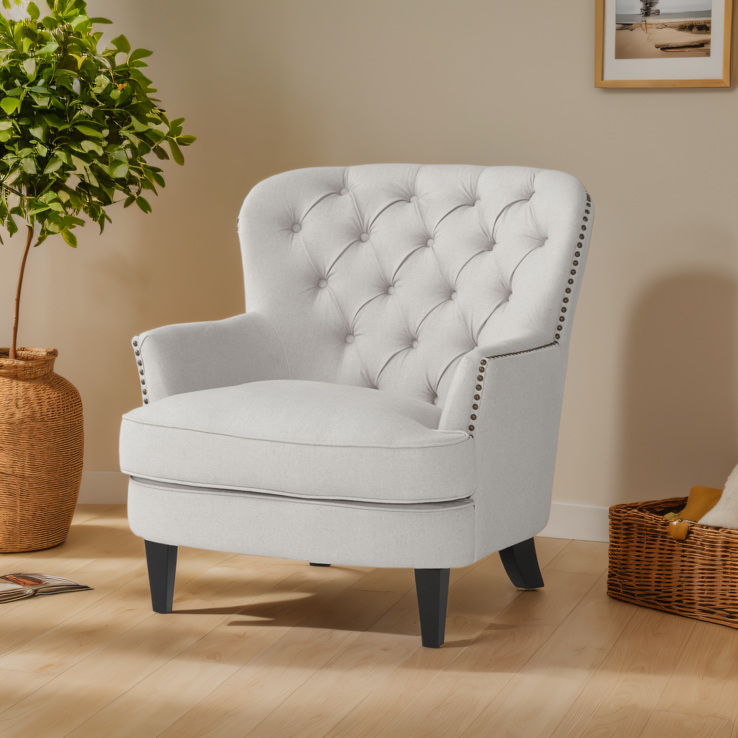 Justo Traditional Upholstered Fabric Club Chair