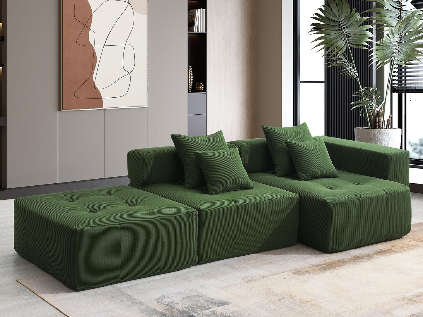 Eda Contemporary Modular Corduroy Sectional Sofa