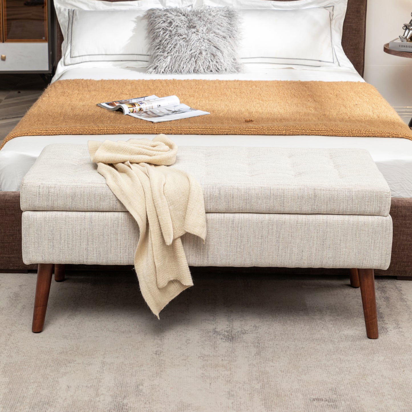 Kingsly Contemporary Upholstered Storage Bench