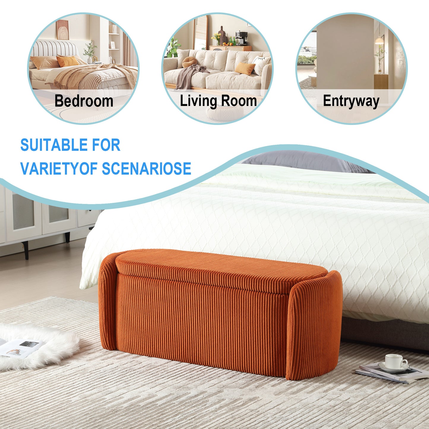 Calista Contemporary Upholstered Storage Ottoman