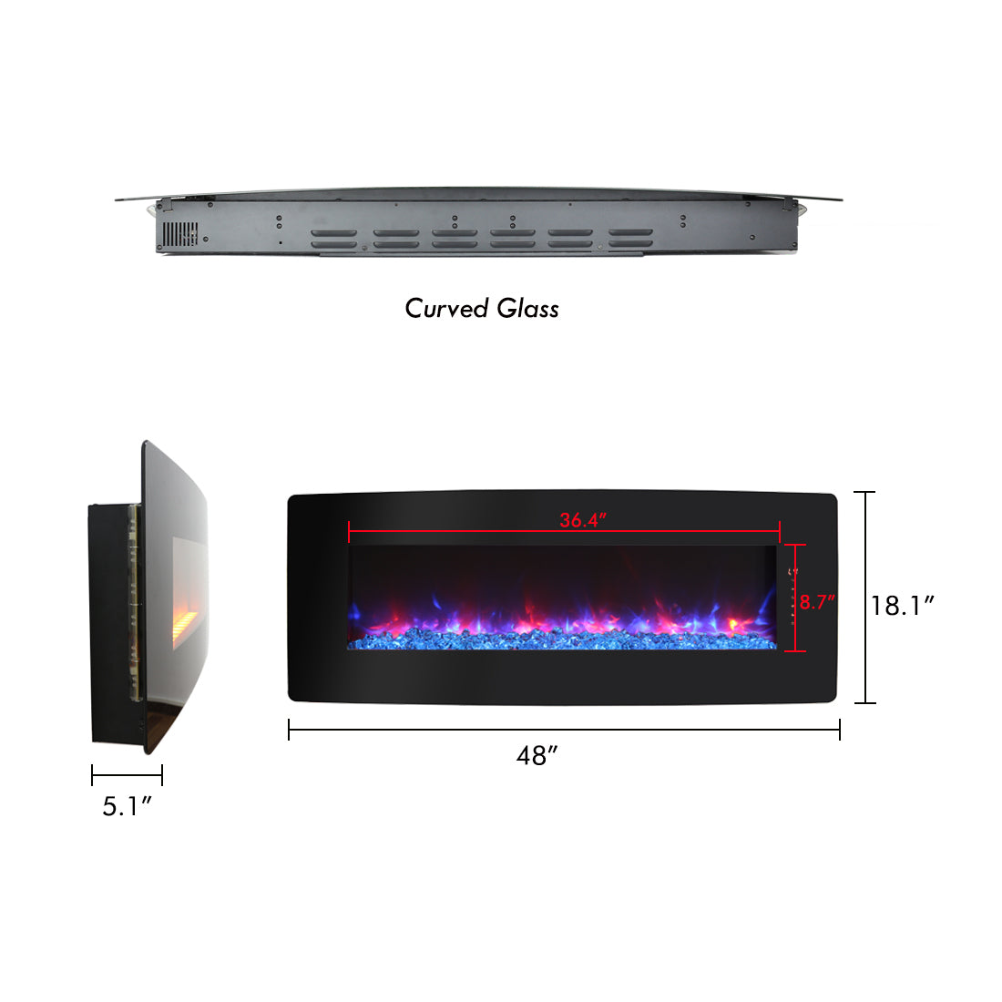 Irvington Modern Curved Wall Electric Fireplace