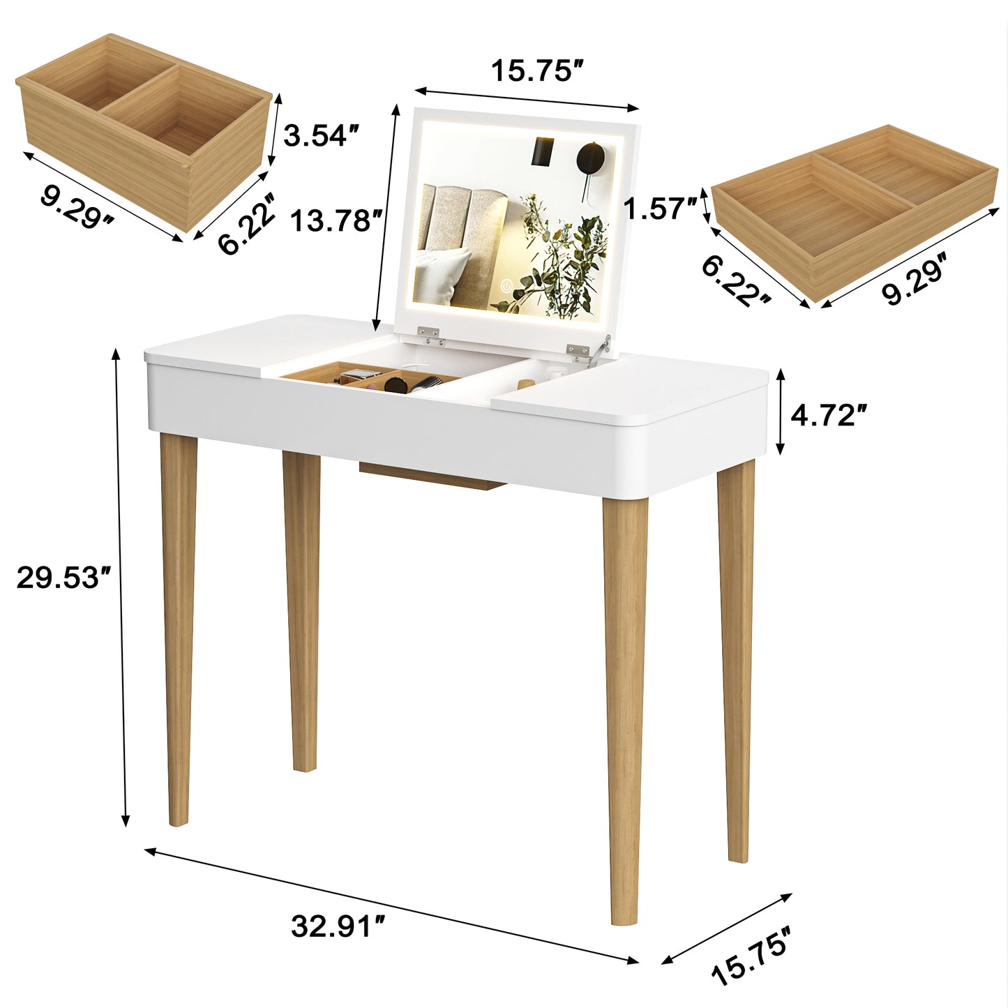 Lula Modern Solid Wood Vanity Mirror