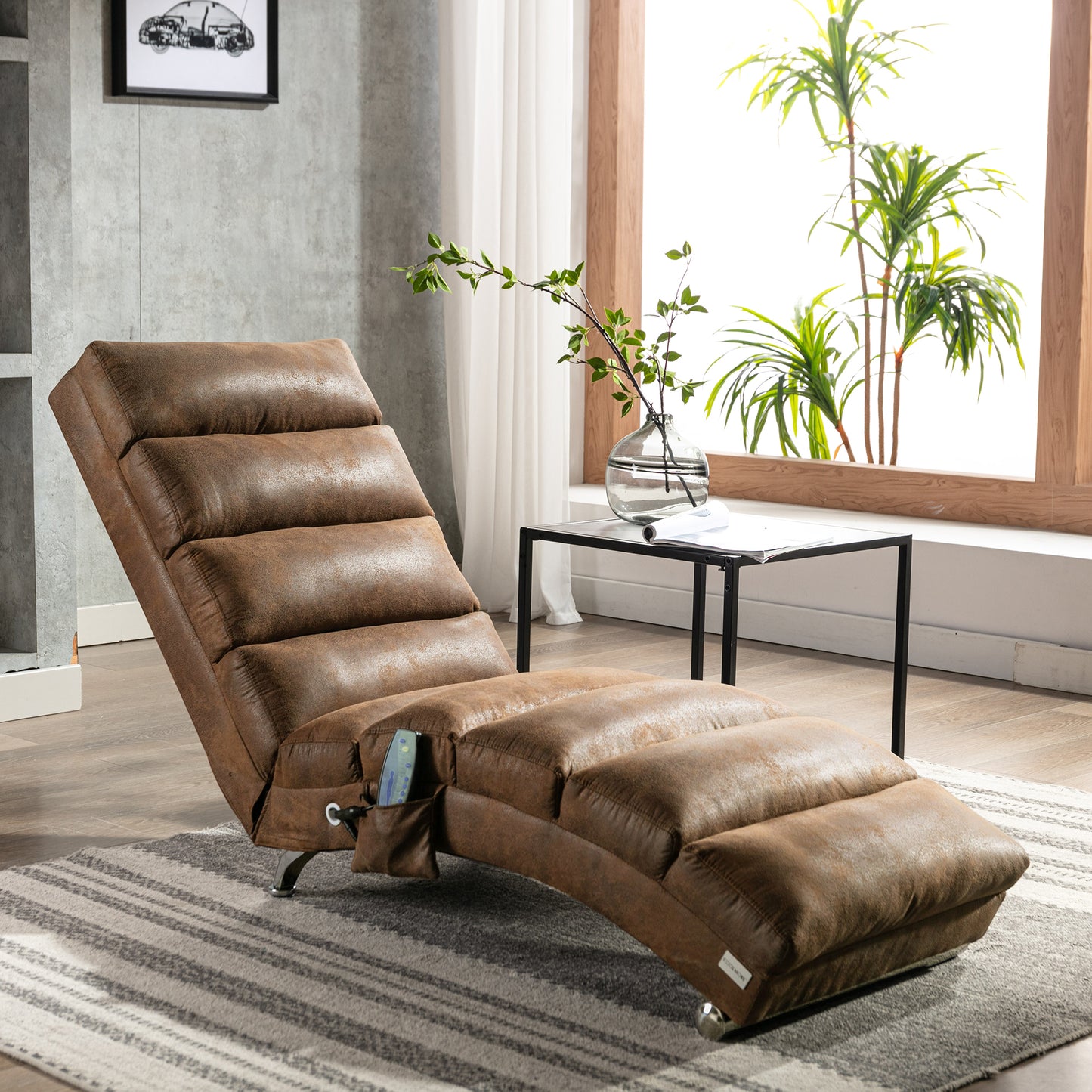Marcel Contemporary Linen Massage Lounge Chaise