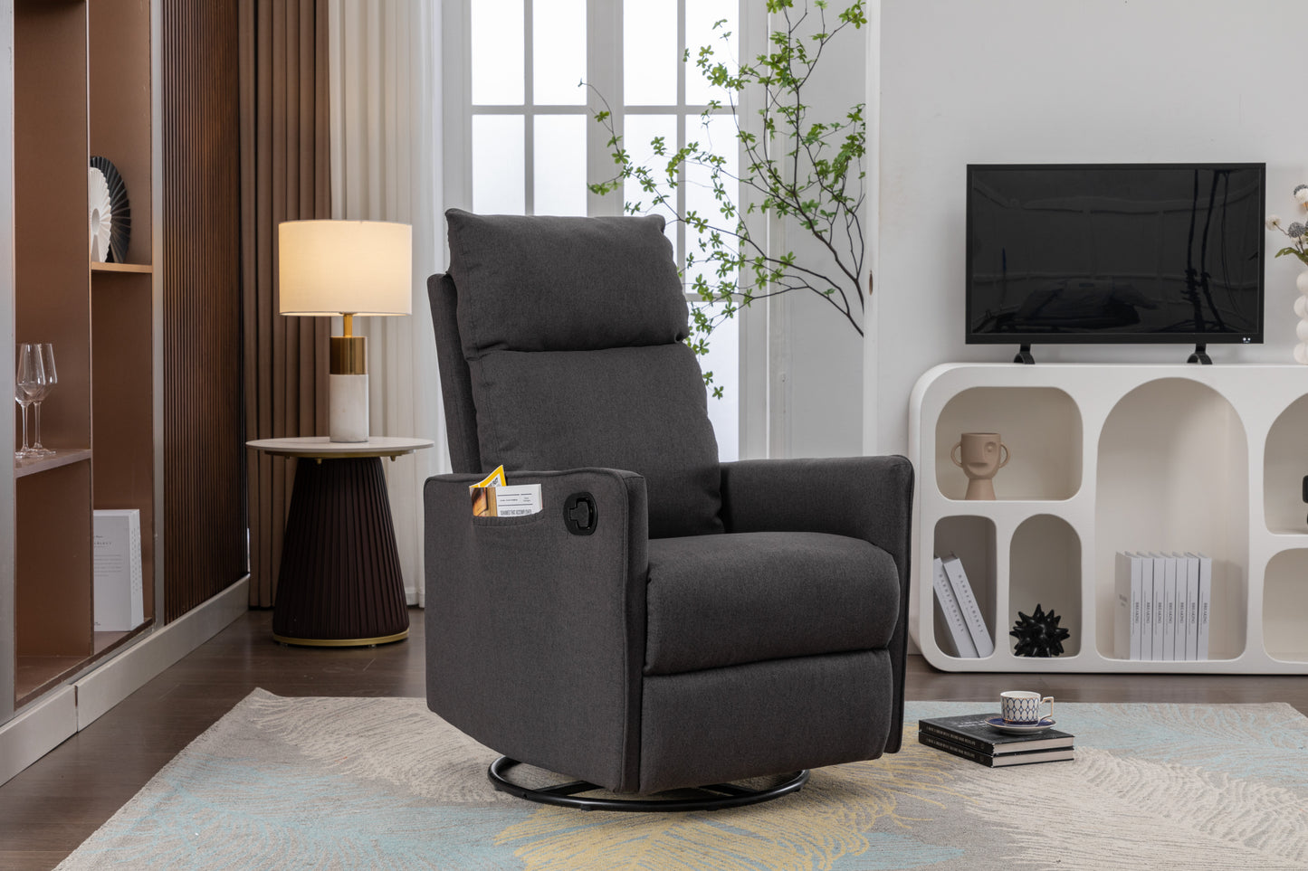 Amity Modern Cotton Linen Rocking Chair
