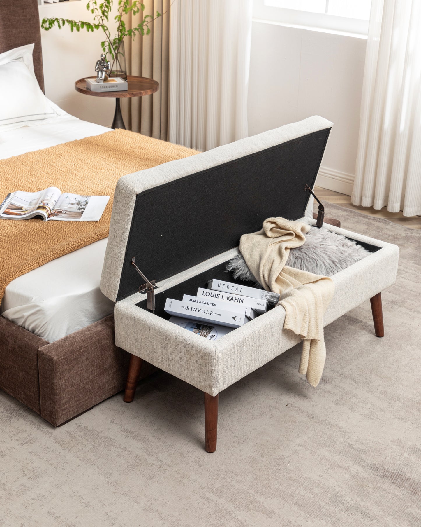 Kingsly Contemporary Upholstered Storage Bench