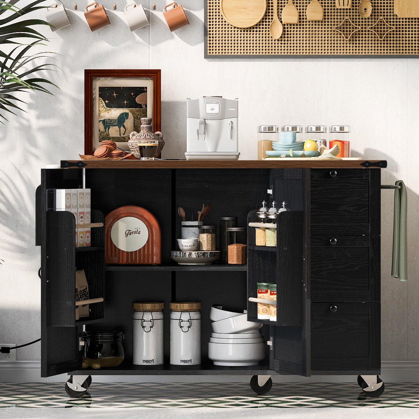 Westport Modern Farmhouse Rolling Kitchen Cart