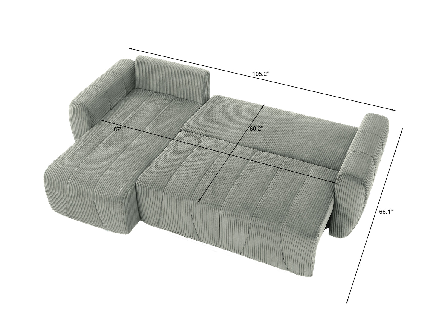 Marcel Mid-Century Convertible L-Shaped Sofa