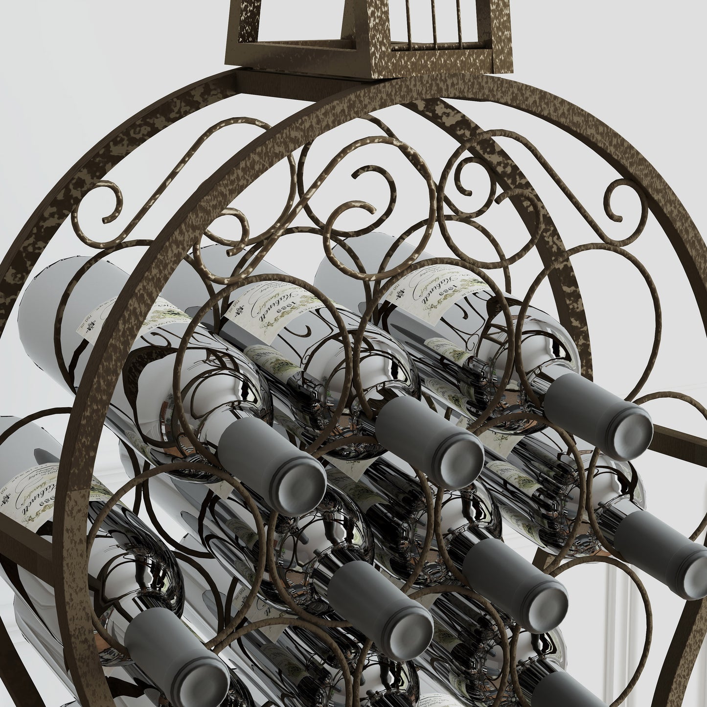 Mission Industrial Cello Shape Wine Bakers Rack