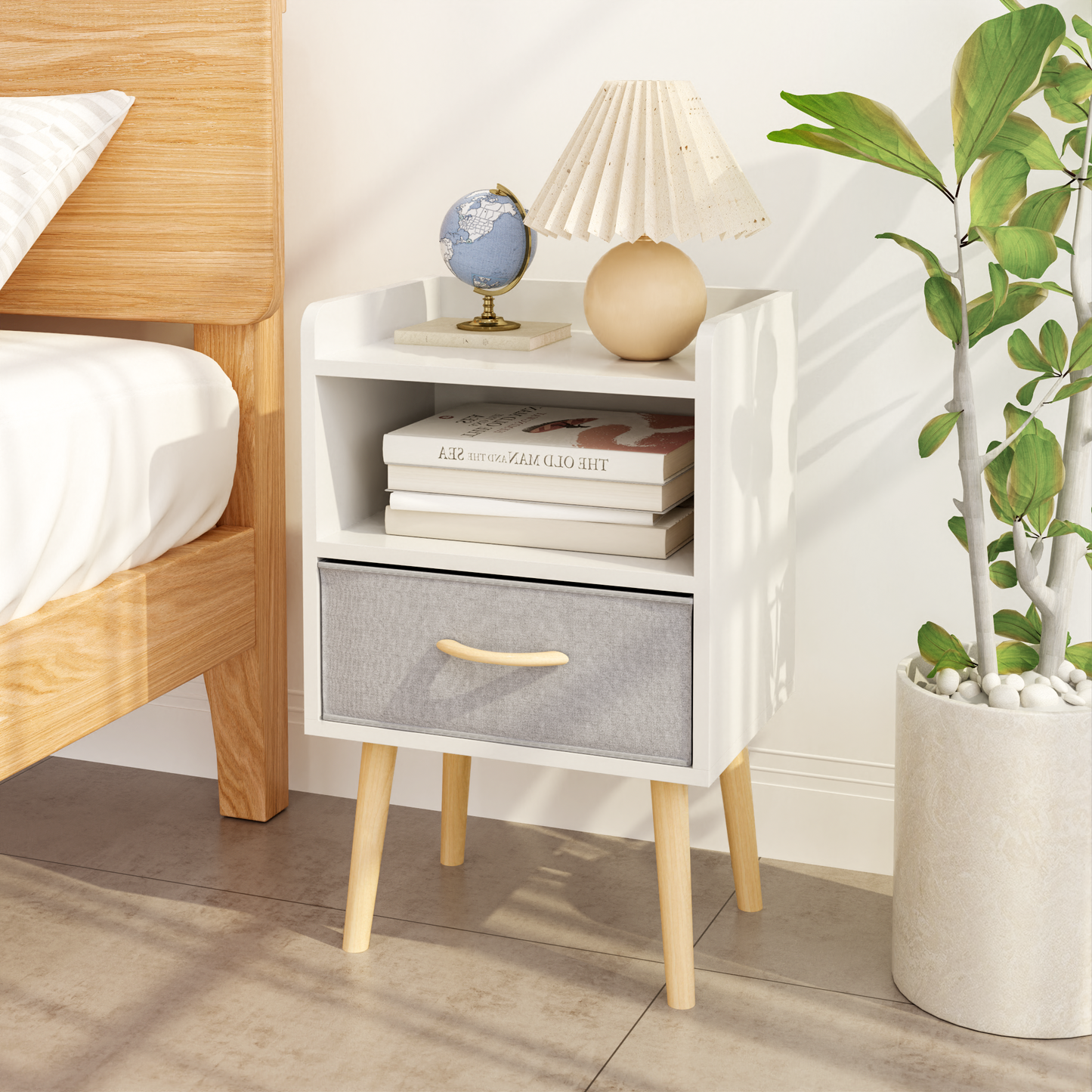 Jiron Contemporary Fabric Drawer Nightstand