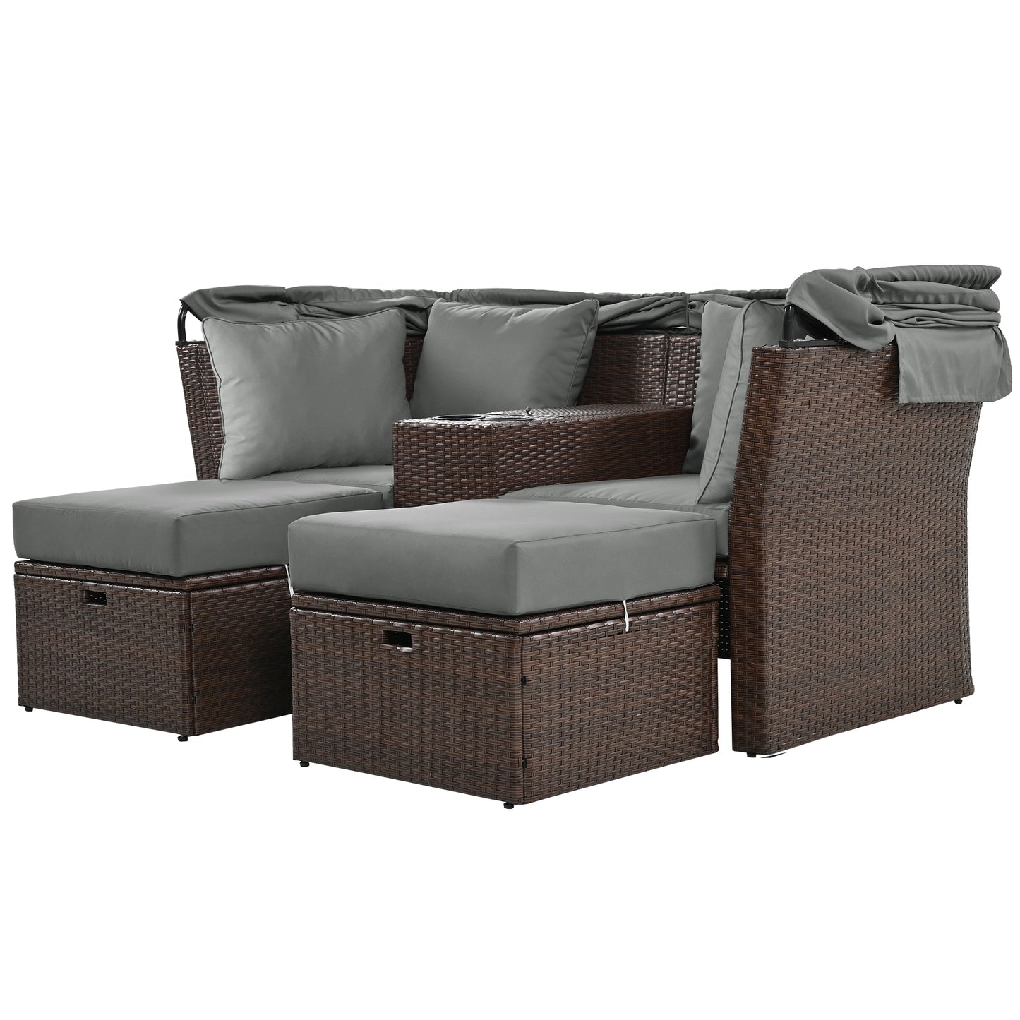 Amity Modern Loveseat Foldable Awning Daybed