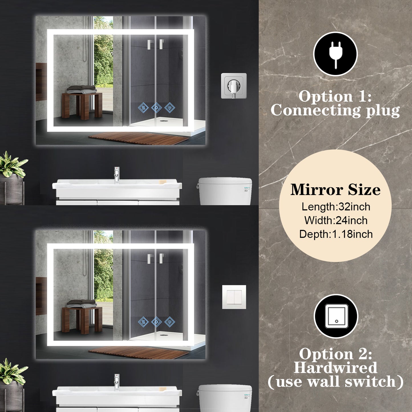 Centerville Modern Brushed LED Mirror
