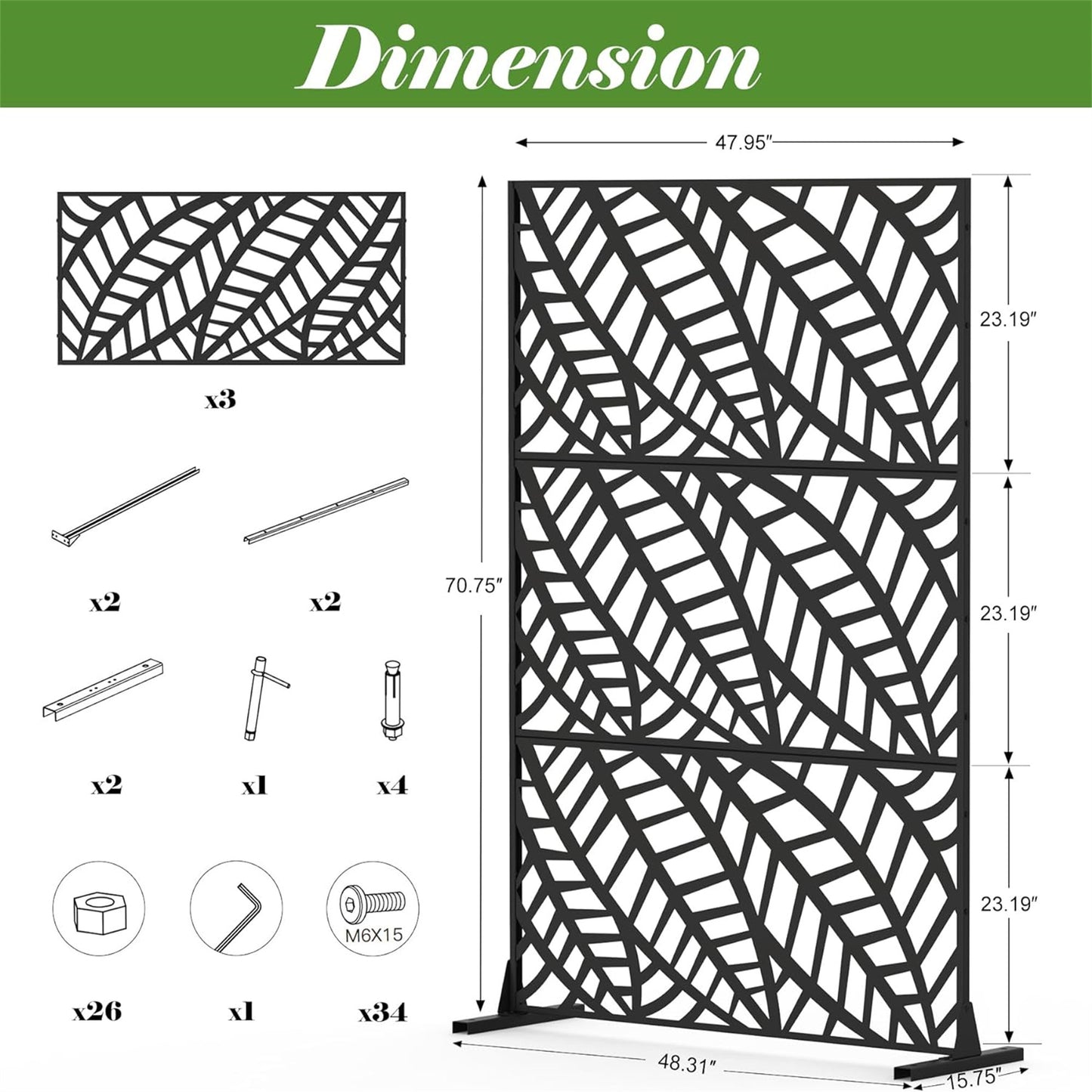 Marcel Industrial Decorative Privacy Screen
