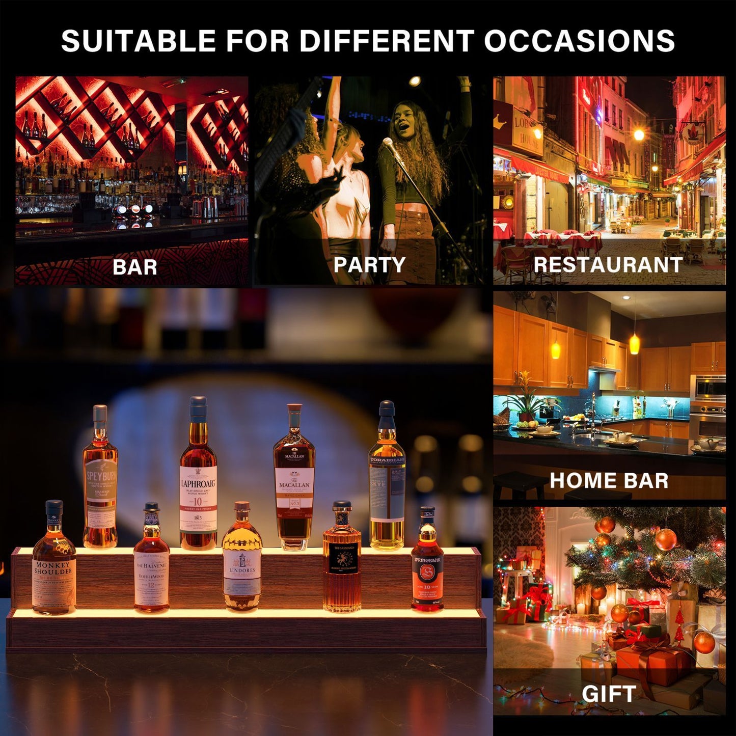 Amity Modern LED Lighted Liquor Bottle Display