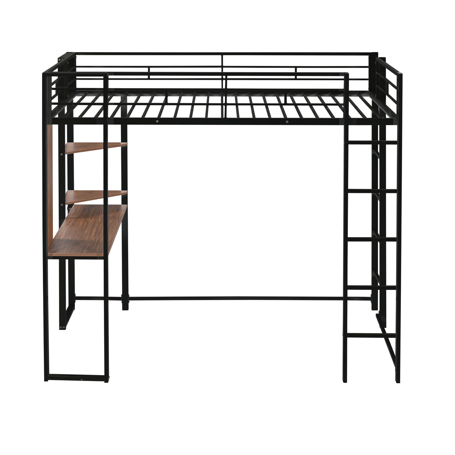 Oakridge Industrial Twin Metal Loft Bed with Shelves