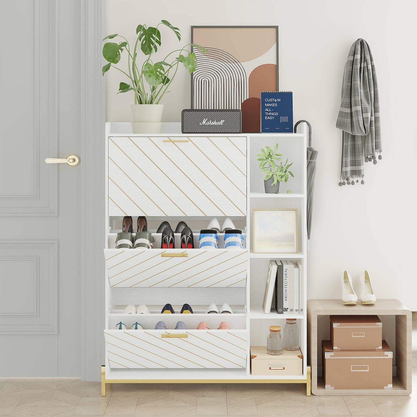Mission Modern Slim Shoe Storage Cabinet