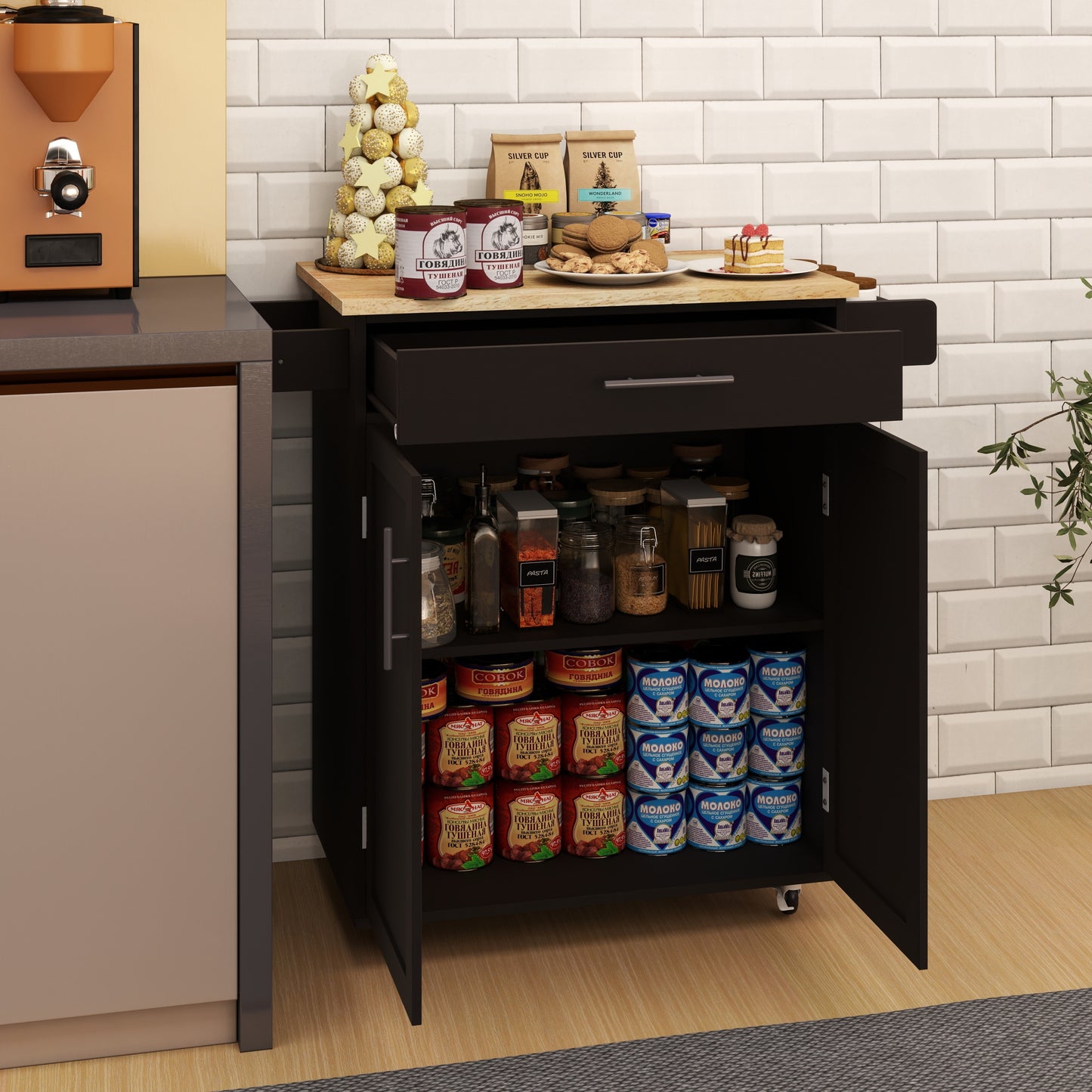 Marites Modern Rolling Kitchen Cart