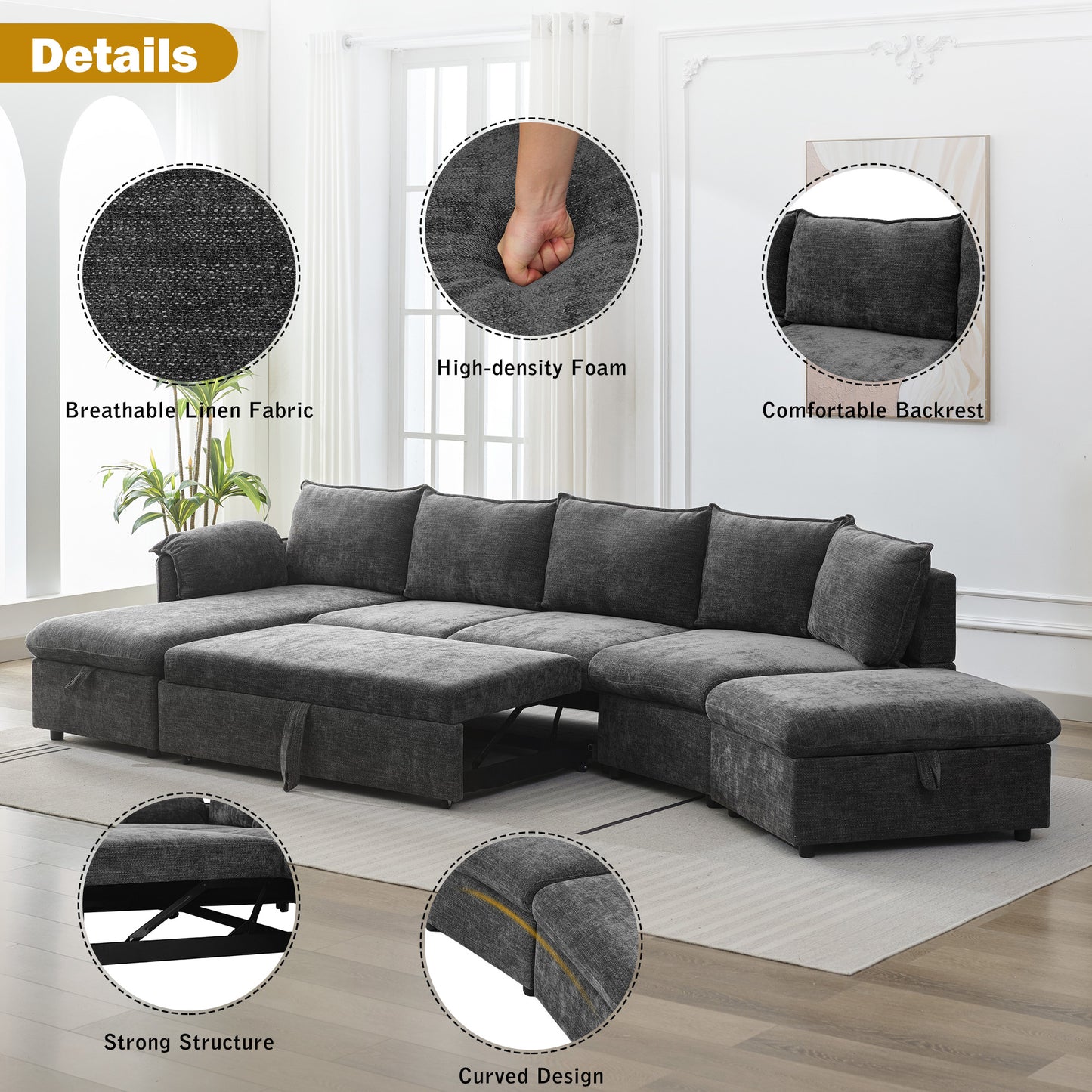 Sonoma Modern Pull-out Couch Sectional