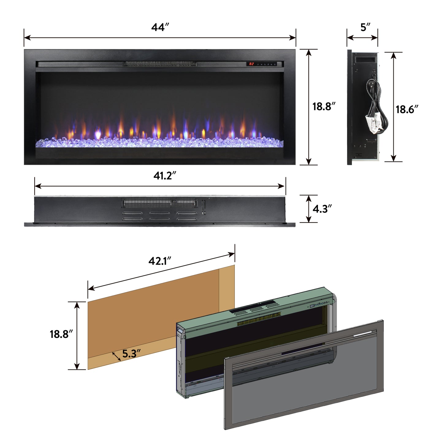 Oakridge Modern Electric Fireplace Heater