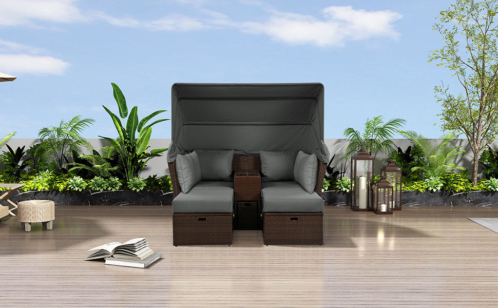 Amity Modern Loveseat Foldable Awning Daybed